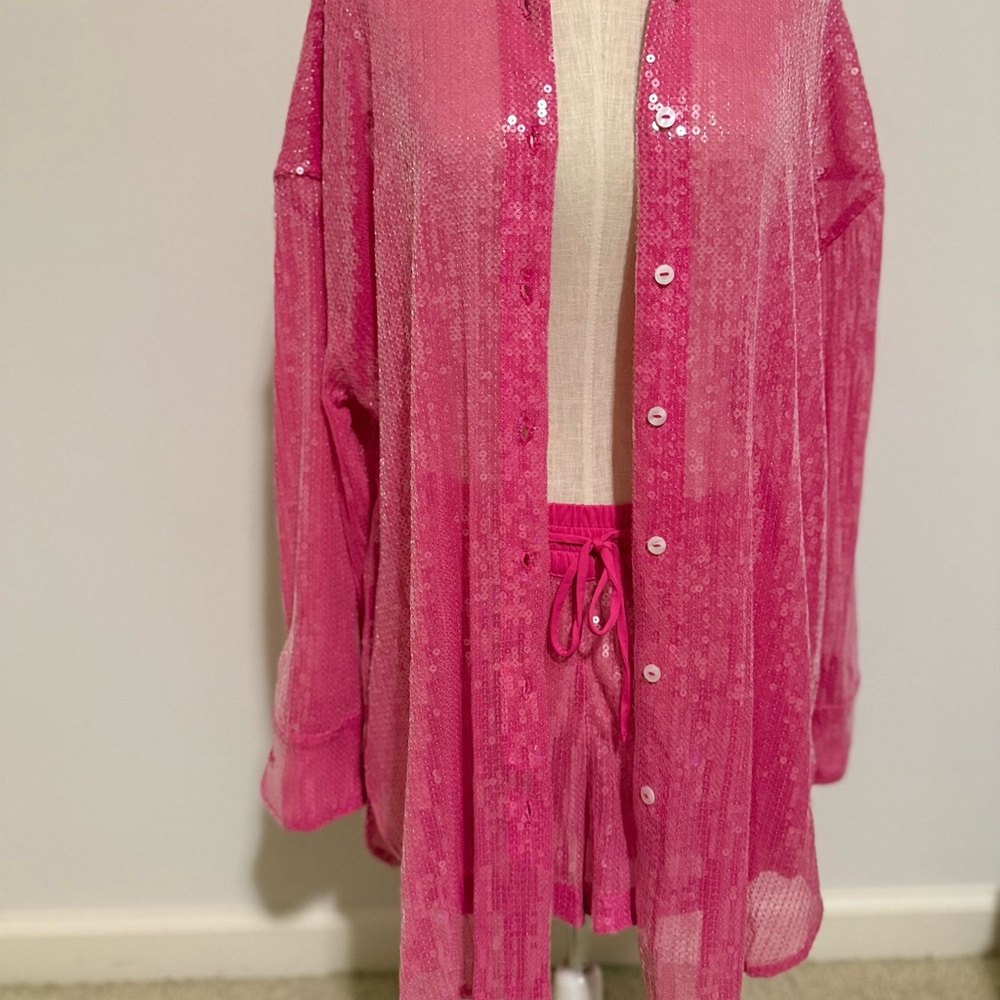 Victoria's Secret Hot Pink Sequin Swim Coverup - Picture 3 of 7